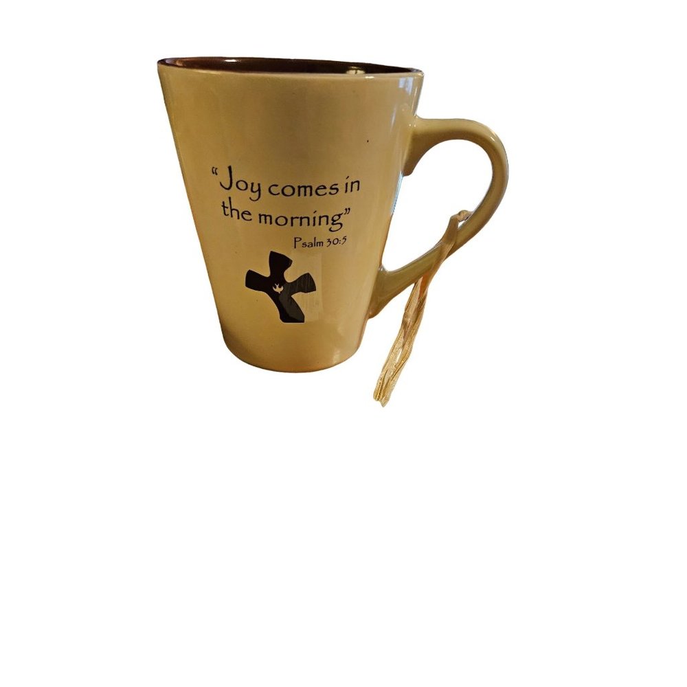 Christian Coffee Mug The Clinging Cross Poem By Jane Davis Cream Cross with Dove